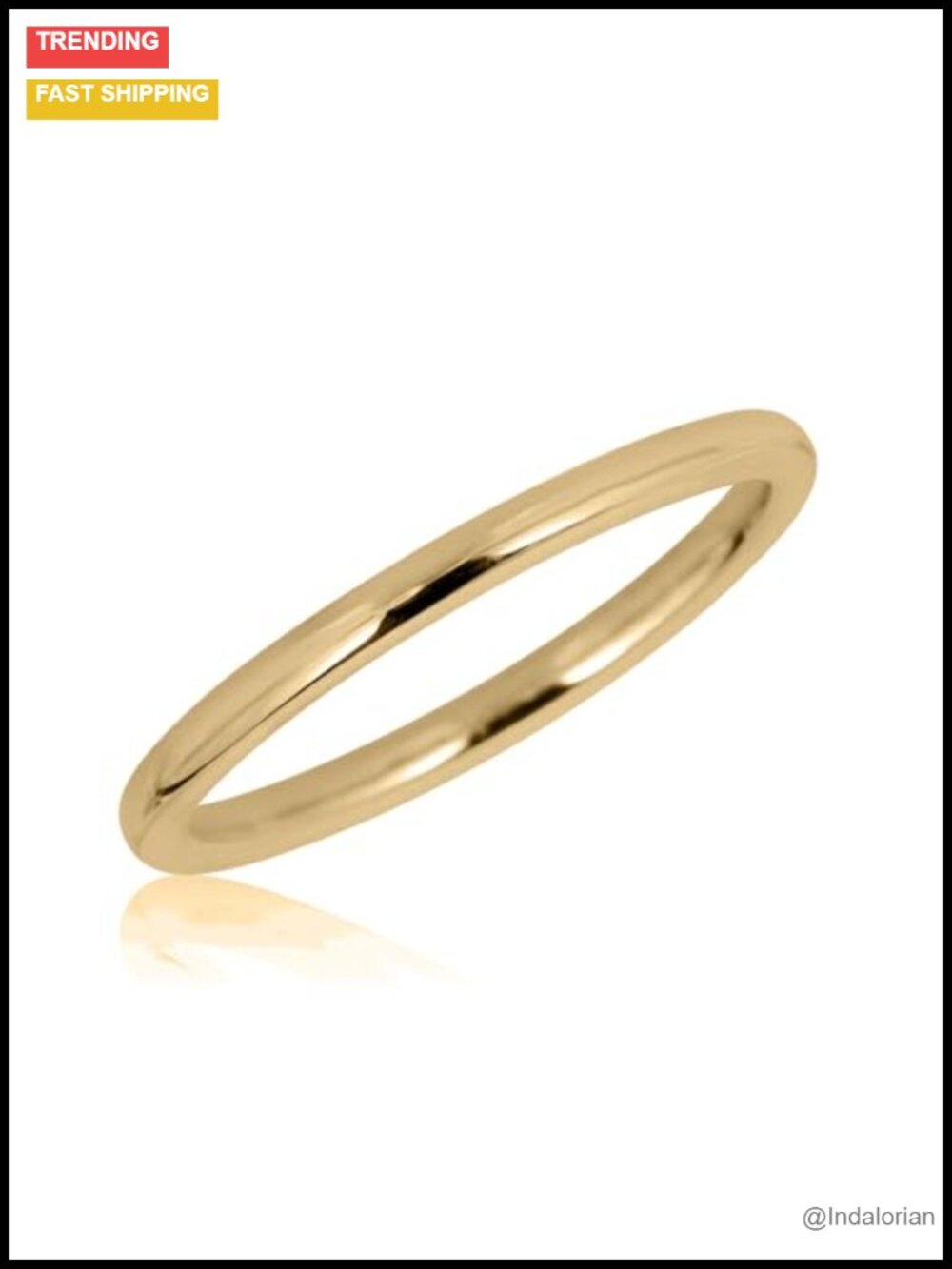 AVORA 10K Yellow Gold Plain Band Stackable Ring Size 1-9